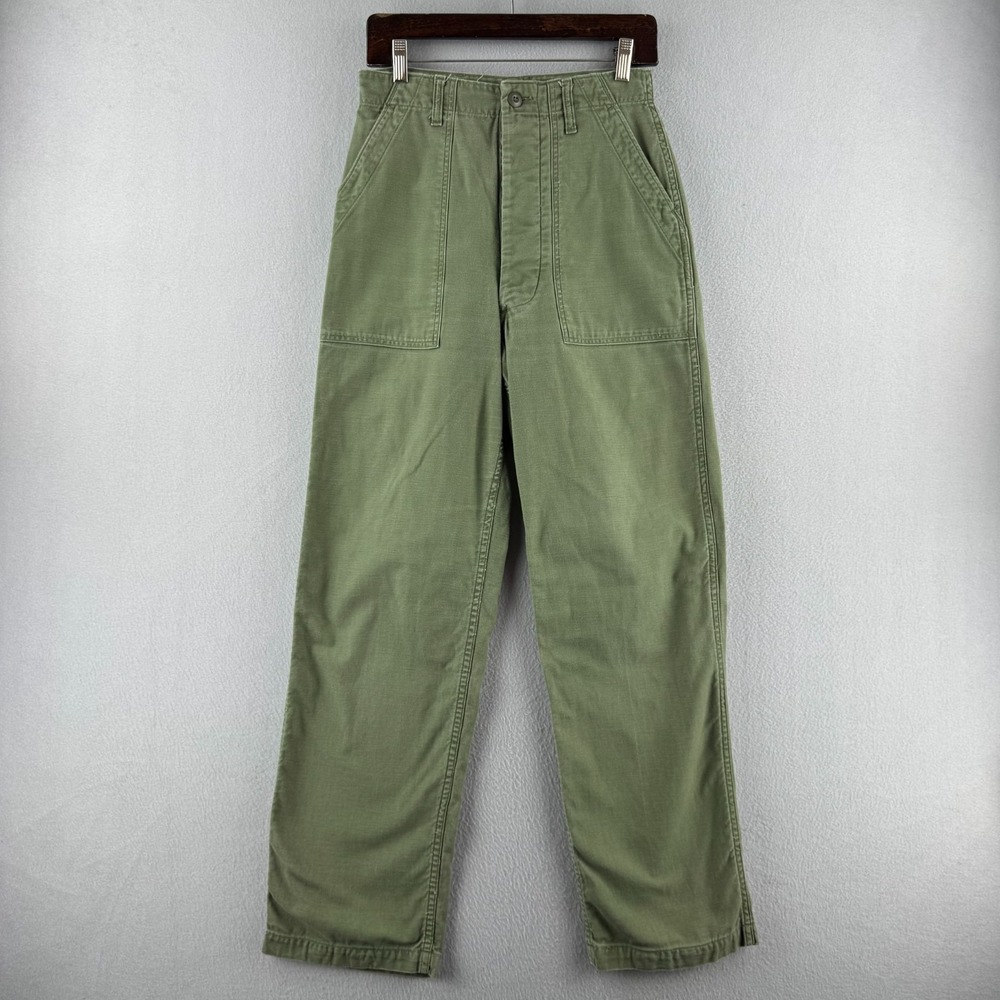 Vintage Vietnam War OG 107 Pants Fits 27x30 Baker 60s Sateen Fatigue Green